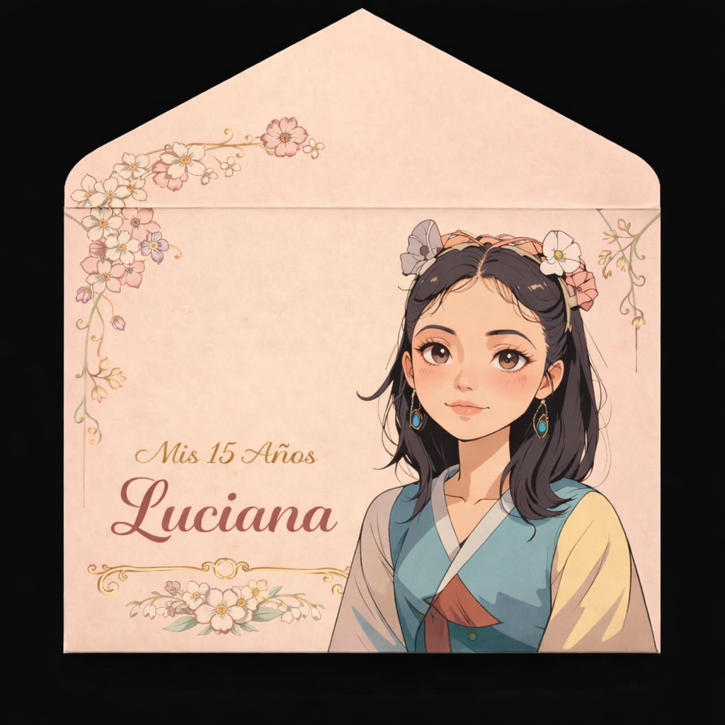 Sobre iluminado anunciando la celebracion de Luciana